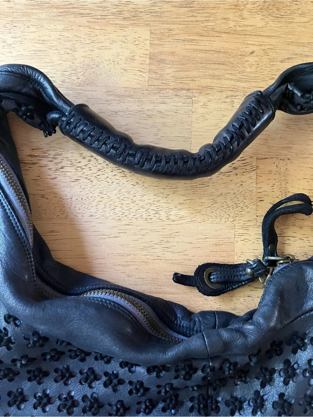 Errelleventidue Leather Floral Hobo Bag